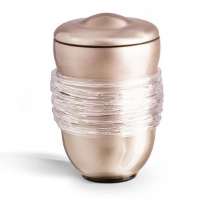 High Quality Bohemian Crystal Urn (Cappuccino with Glass Ribbon)